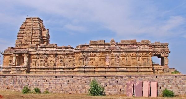 Pattadakal is the WORLD Heritage Site in Karnataka, India—side elevation of the Papanatha Temple. 